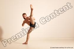 Underwear Martial art Man White Moving poses Slim Short Blond Dynamic poses Academic